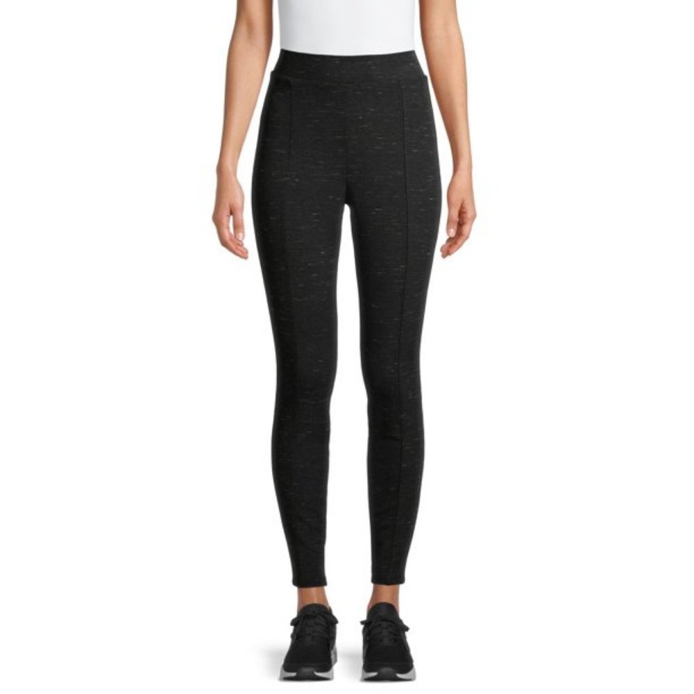 Time and Tru Women's Ponte Jeggings Black Soot Space Dye